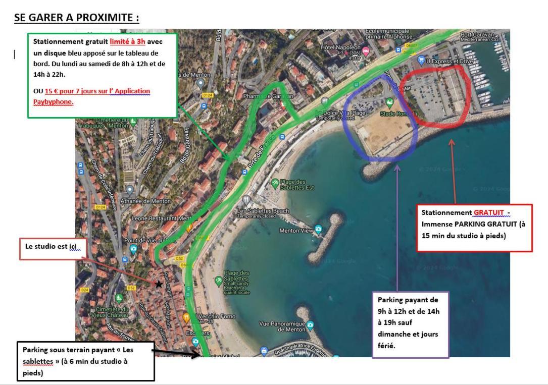 Charmant Studio Avec Coin Nuit - Vieille Ville Climatise Menton Exteriör bild